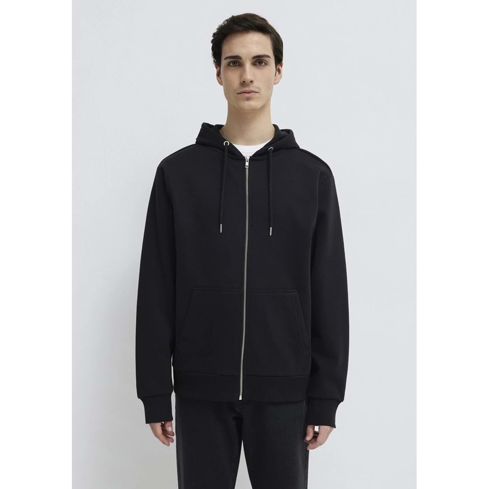 Mavi M0S10277-900 Mavi Kapüşonlu Fermuarlı Erkek Sweatshirt