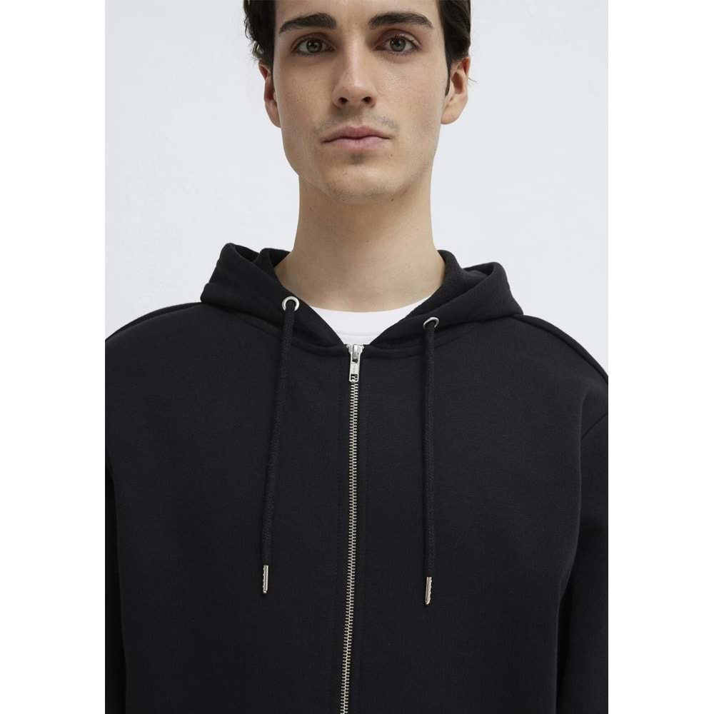 Mavi M0S10277-900 Mavi Kapüşonlu Fermuarlı Erkek Sweatshirt