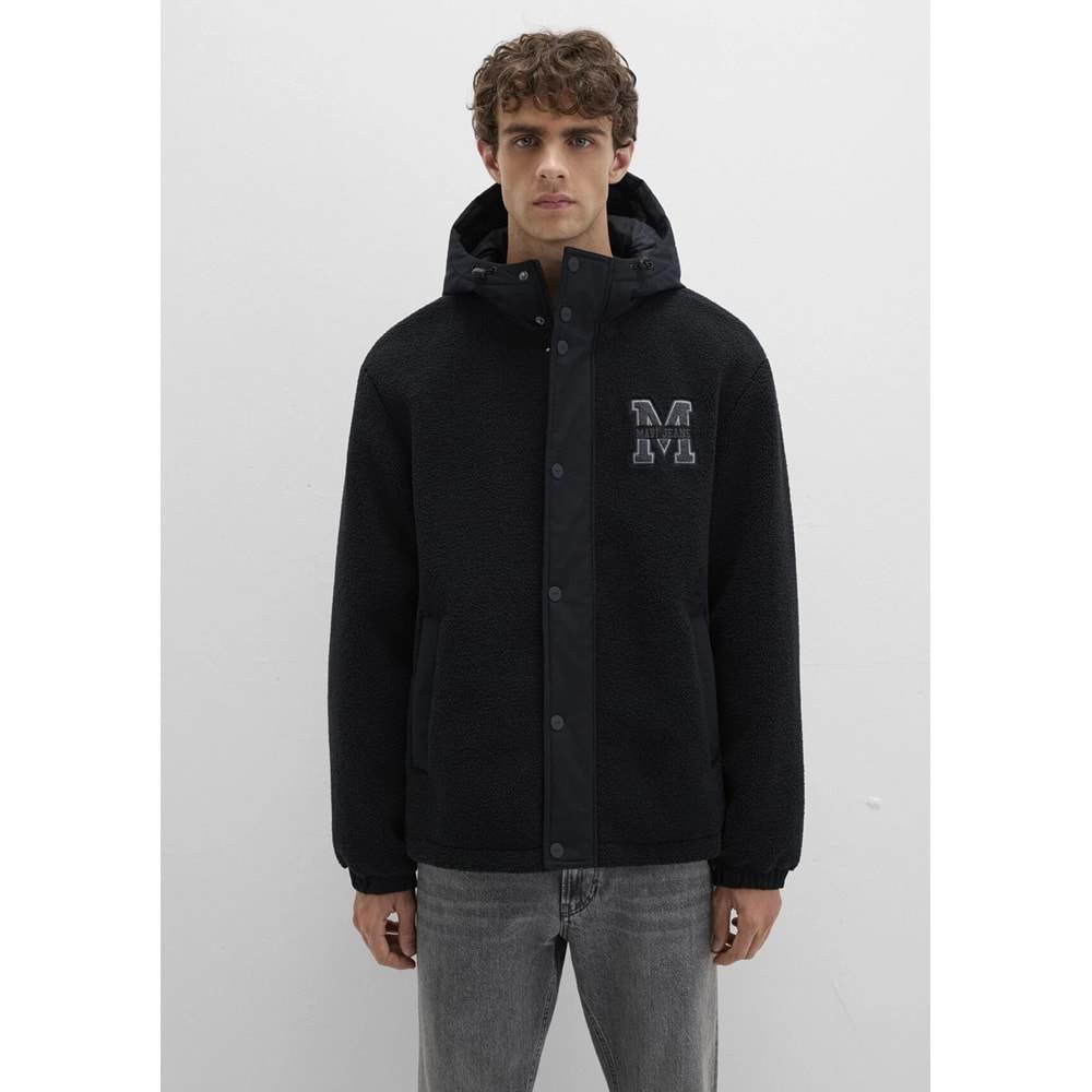 Mavi M0110628-80022 Mavi M Logo Patchli Sherpa Mont Kapüşonlu Erkek Mont
