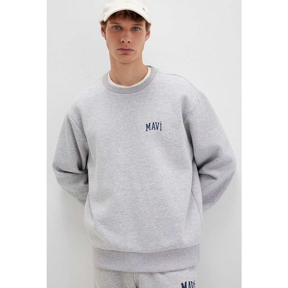 Mavi 0611716-80018 Logo Baskılı Bisiklet Yaka Sweatshirt