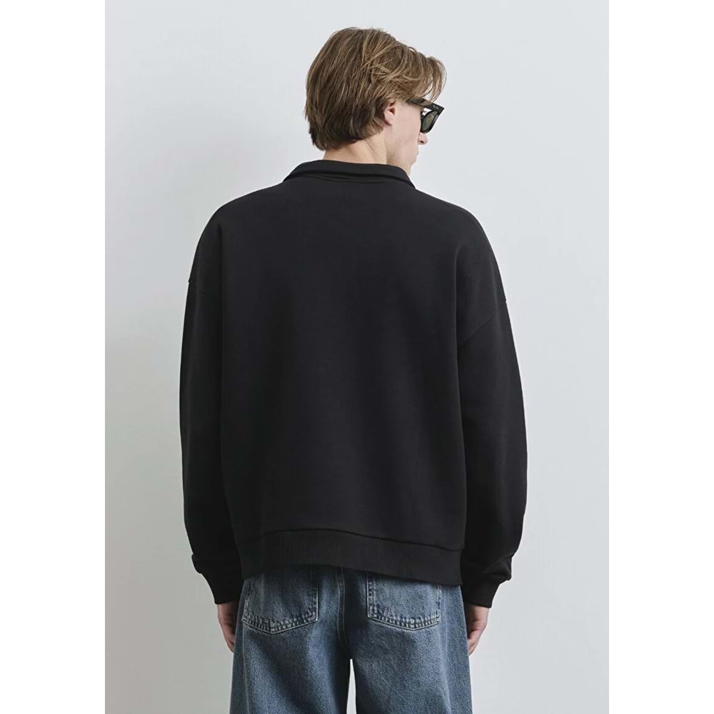Mavi M0S10208-900 Mavi Logo Baskılı Yarı Fermuarlı Erkek Sweatshirt