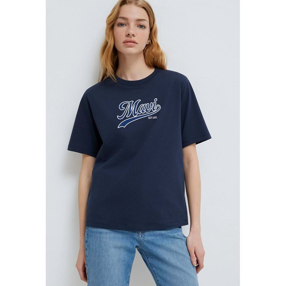 Mavi M1613565-82318 Mavi Logo Nakışlı T-Shirt Kadın Tişört