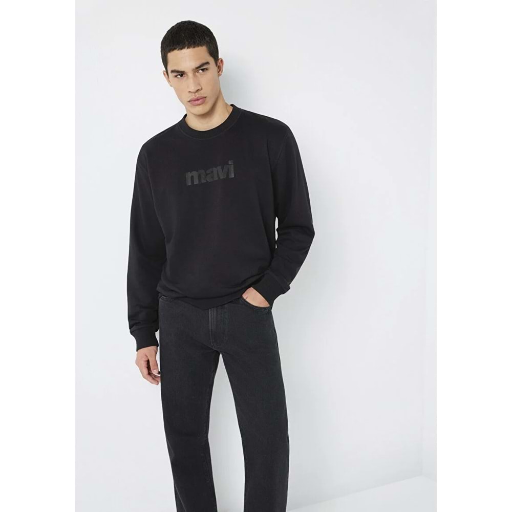 Mavi M0S10551-900 Mavi Logo Baskılı Bisiklet Yaka Erkek Sweatshirt