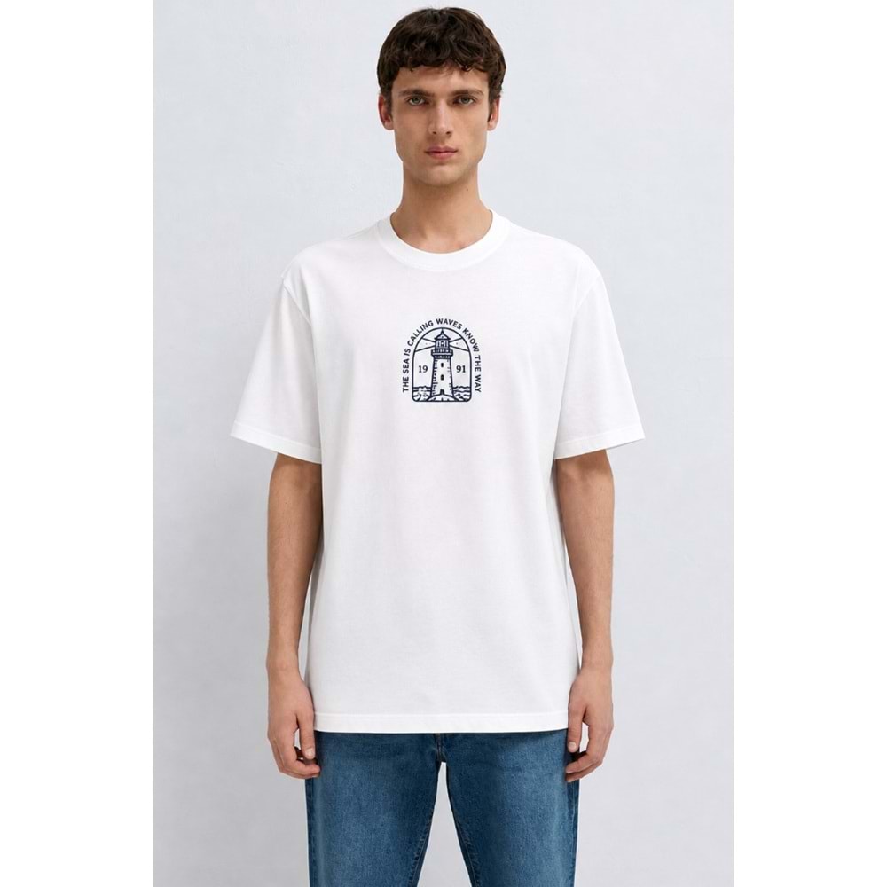 Mavi M0613283-620 Deniz Feneri Baskılı Tişört Erkek T-Shirt
