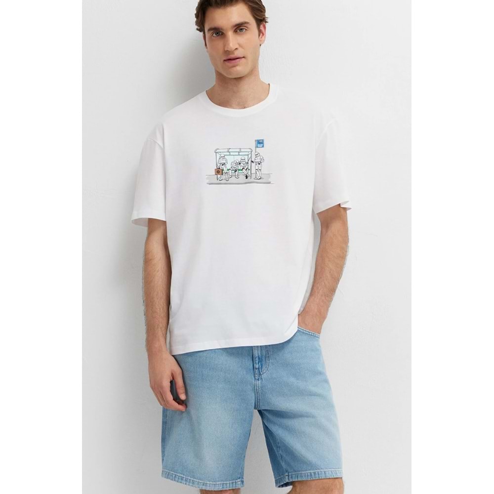 Mavi M0613350-620 Star Wars Baskılı Beyaz Tişört Erkek T-Shirt