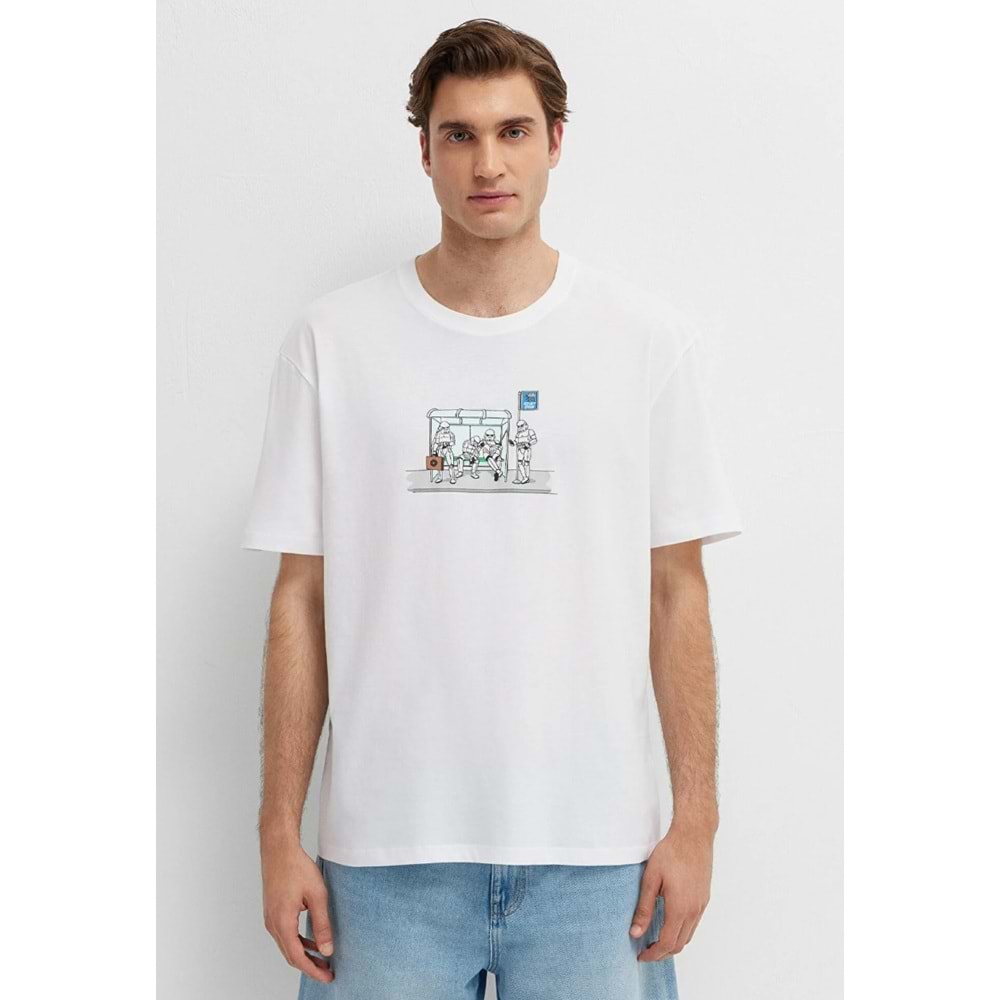 Mavi M0613350-620 Star Wars Baskılı Beyaz Tişört Erkek T-Shirt