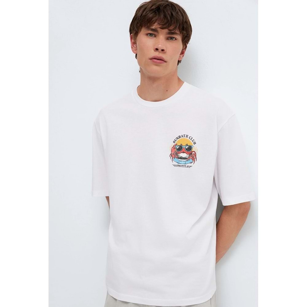 Mavi M0613386-620 Mavi Yengeç Baskılı Tişört Erkek T-Shirt