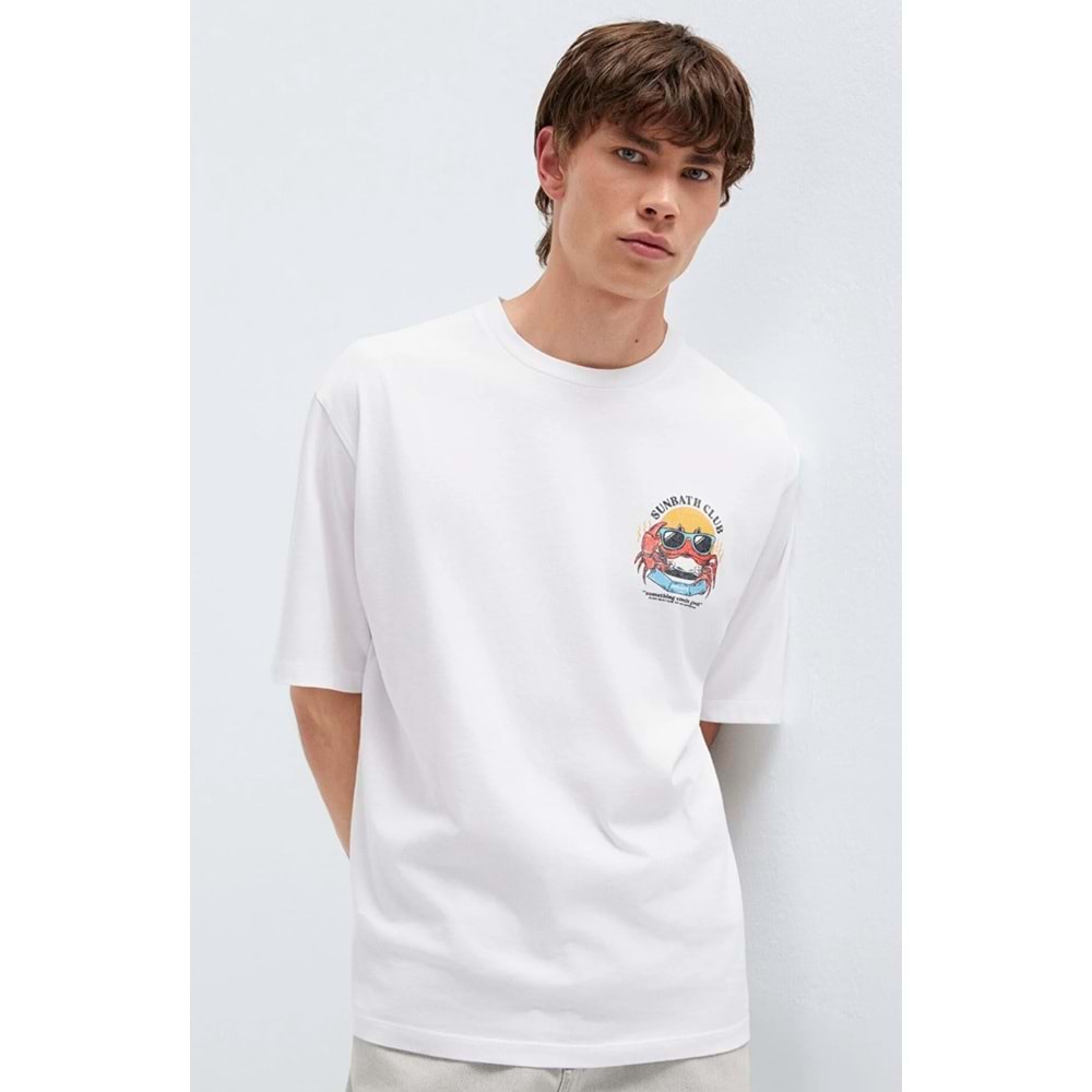 Mavi M0613386-620 Mavi Yengeç Baskılı Tişört Erkek T-Shirt