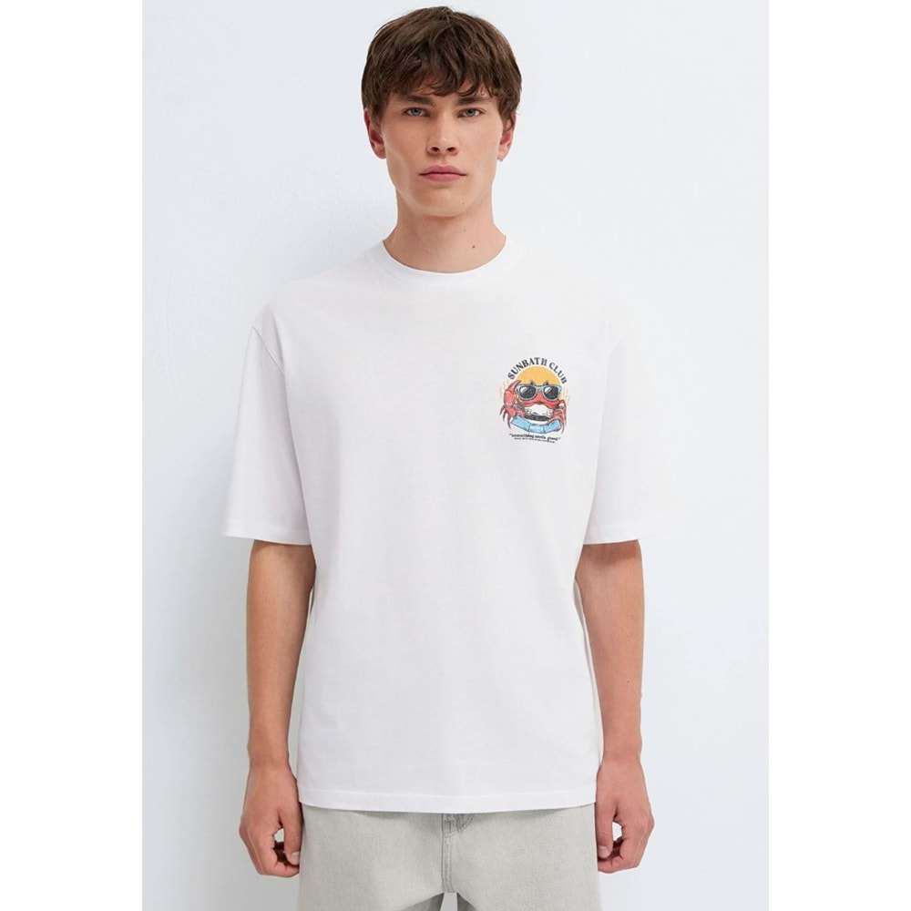 Mavi M0613386-620 Mavi Yengeç Baskılı Tişört Erkek T-Shirt