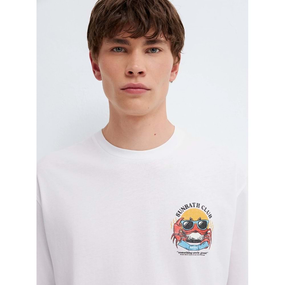 Mavi M0613386-620 Mavi Yengeç Baskılı Tişört Erkek T-Shirt