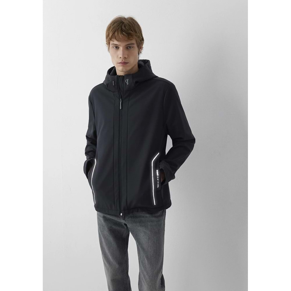 Mavi M0110852-71379 Mavi Su İtici Pro-Tech Water-Replent Kapüşonlu Spandex Erkek Mont