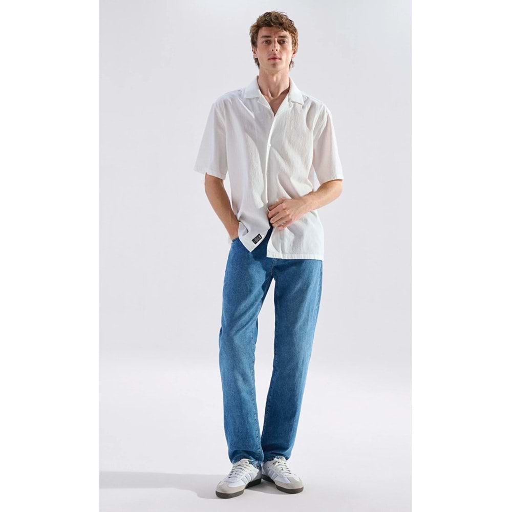 Mavi M0010039-A3297 Lisbon Mavi Mid Blue Edition Linen Jean Pantolon Erkek Kot Pantolon