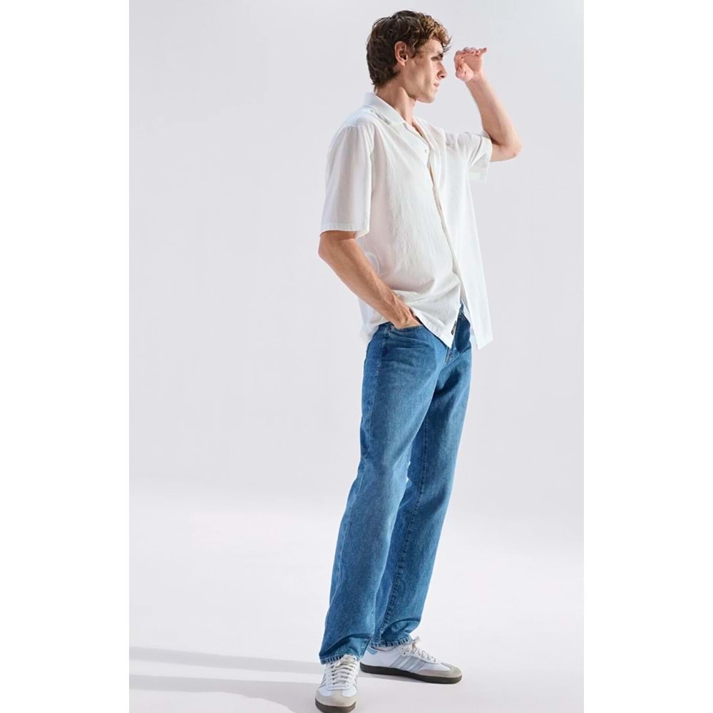 Mavi M0010039-A3297 Lisbon Mavi Mid Blue Edition Linen Jean Pantolon Erkek Kot Pantolon