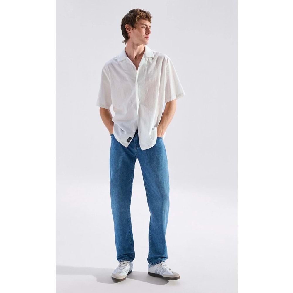 Mavi M0010039-A3297 Lisbon Mavi Mid Blue Edition Linen Jean Pantolon Erkek Kot Pantolon