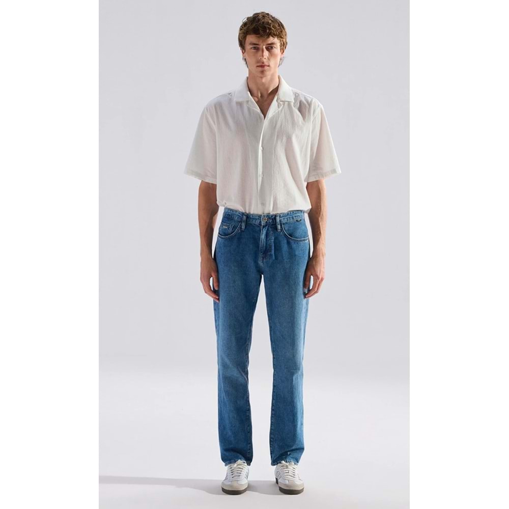 Mavi M0010039-A3297 Lisbon Mavi Mid Blue Edition Linen Jean Pantolon Erkek Kot Pantolon