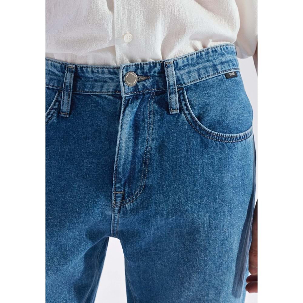 Mavi M0010039-A3297 Lisbon Mavi Mid Blue Edition Linen Jean Pantolon Erkek Kot Pantolon