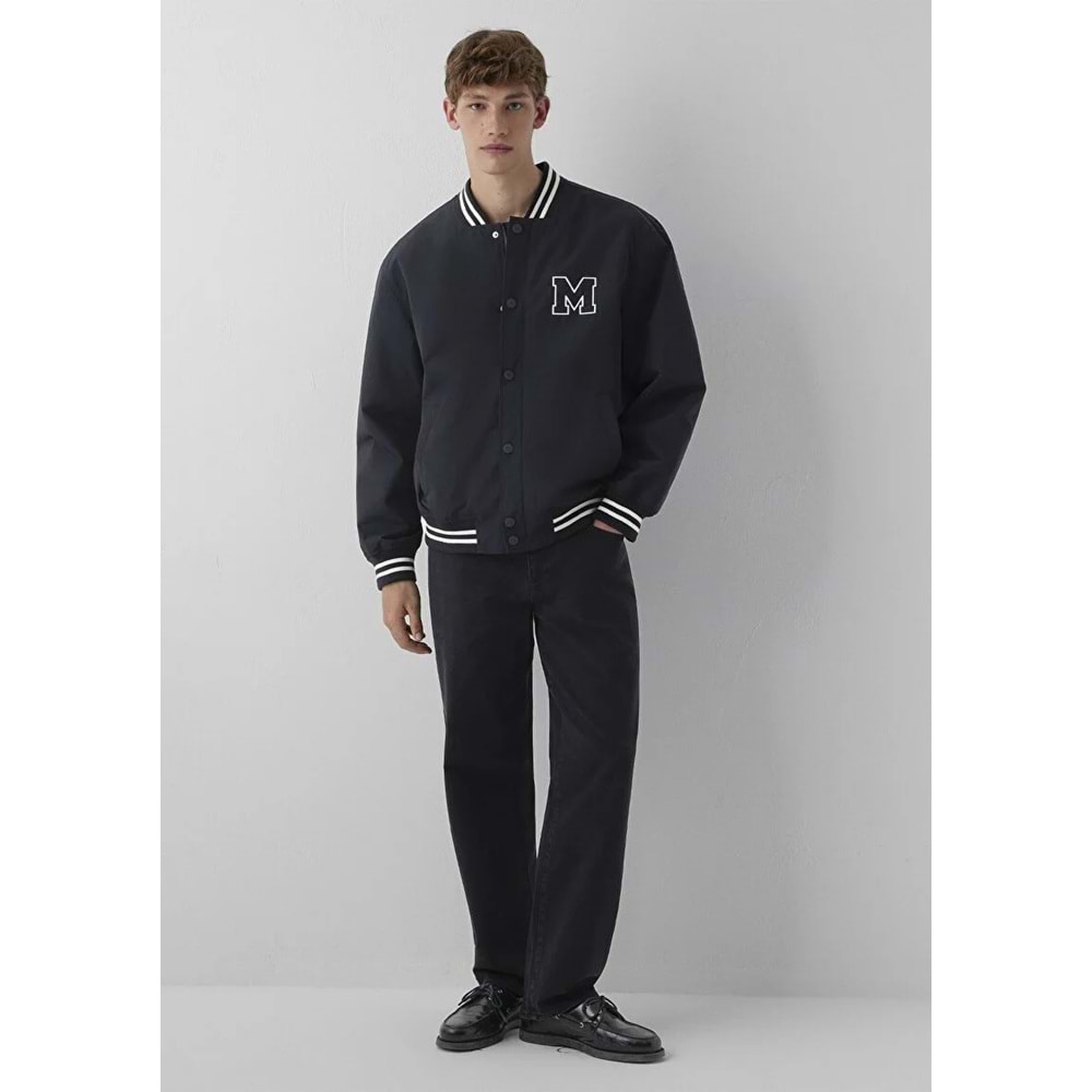 Mavi M0110830-71379 Mavi Jeans Baskılı Siyah Kolej Ceket Erkek Mont