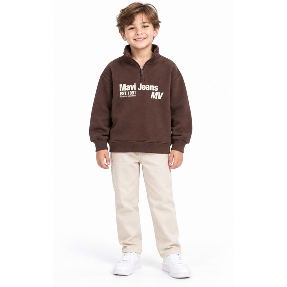 Mavi M6S10142-88067 Mavi Jeans Baskılı Yarı Fermuarlı Çocuk Sweatshirt