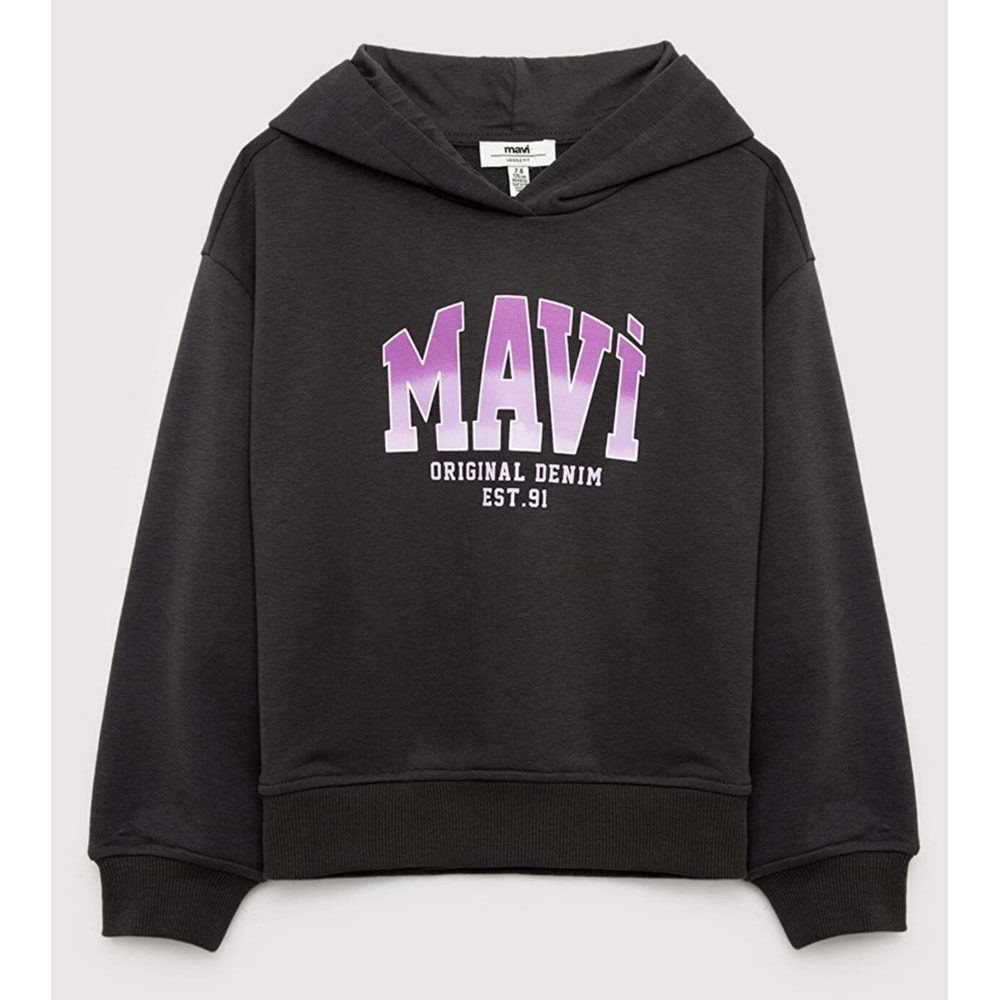 Mavi M7S10179-70087 Mavi Logo Baskılı Kapüşonlu Kız Çocuk Sweatshirt