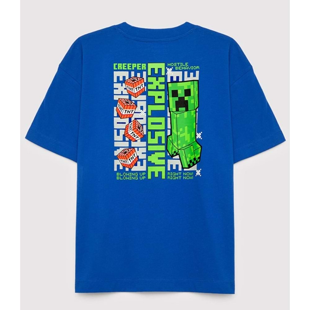 Mavi M6610495-70896 Minecraft Baskılı Erkek Çocuk Tişört