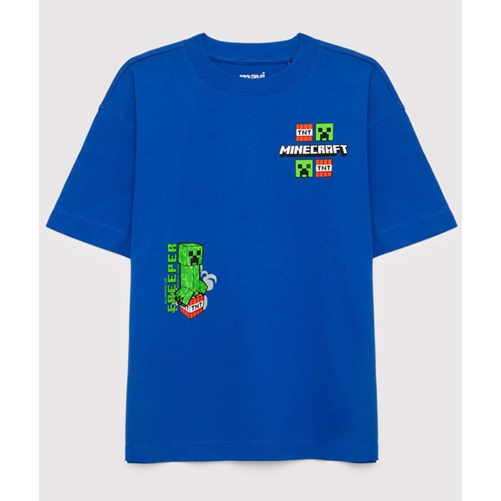 Mavi M6610495-70896 Minecraft Baskılı Erkek Çocuk Tişört