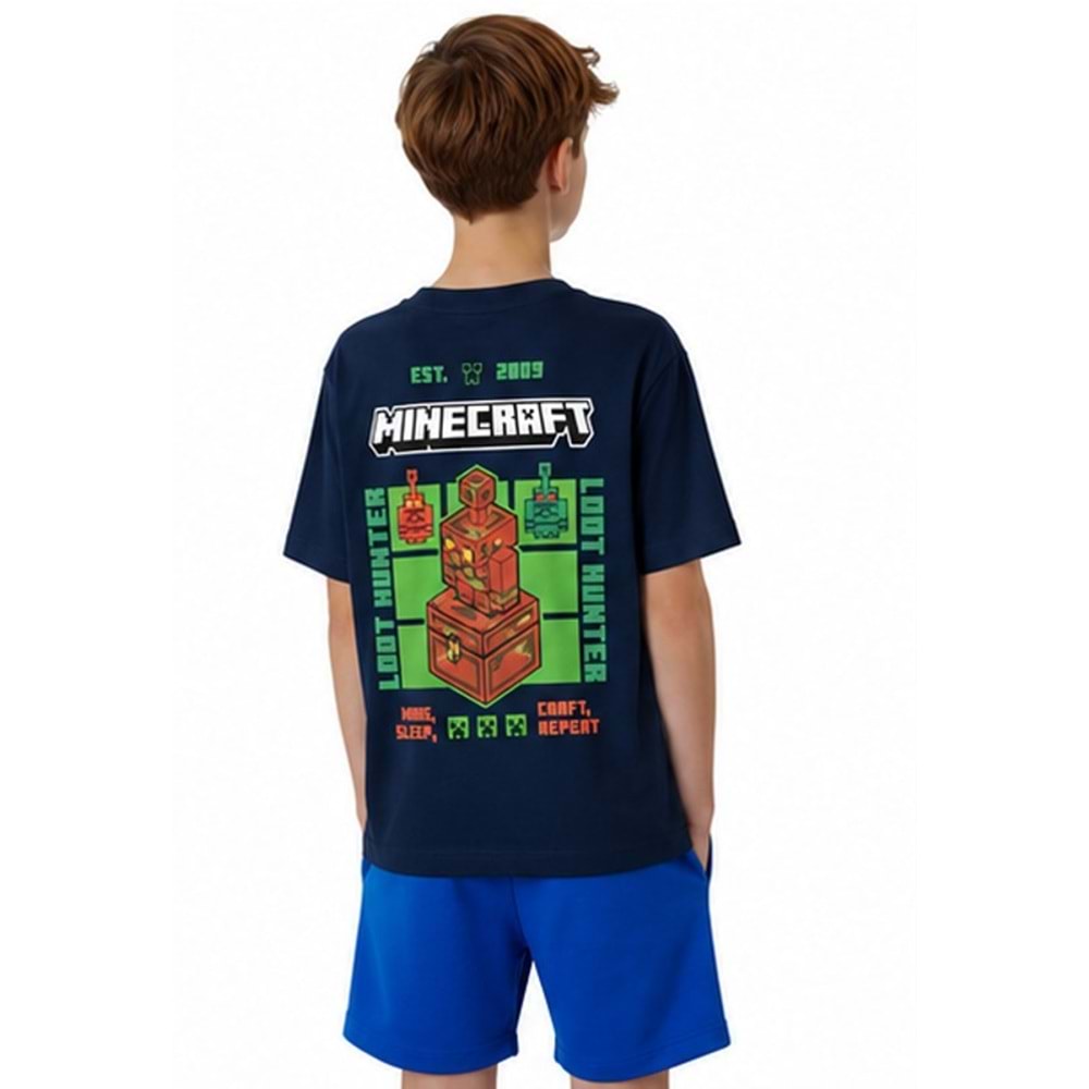 Mavi M6610494-84371 Minecraft Baskılı Erkek Çocuk Tişört