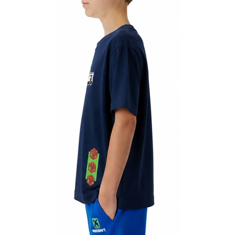 Mavi M6610494-84371 Minecraft Baskılı Erkek Çocuk Tişört