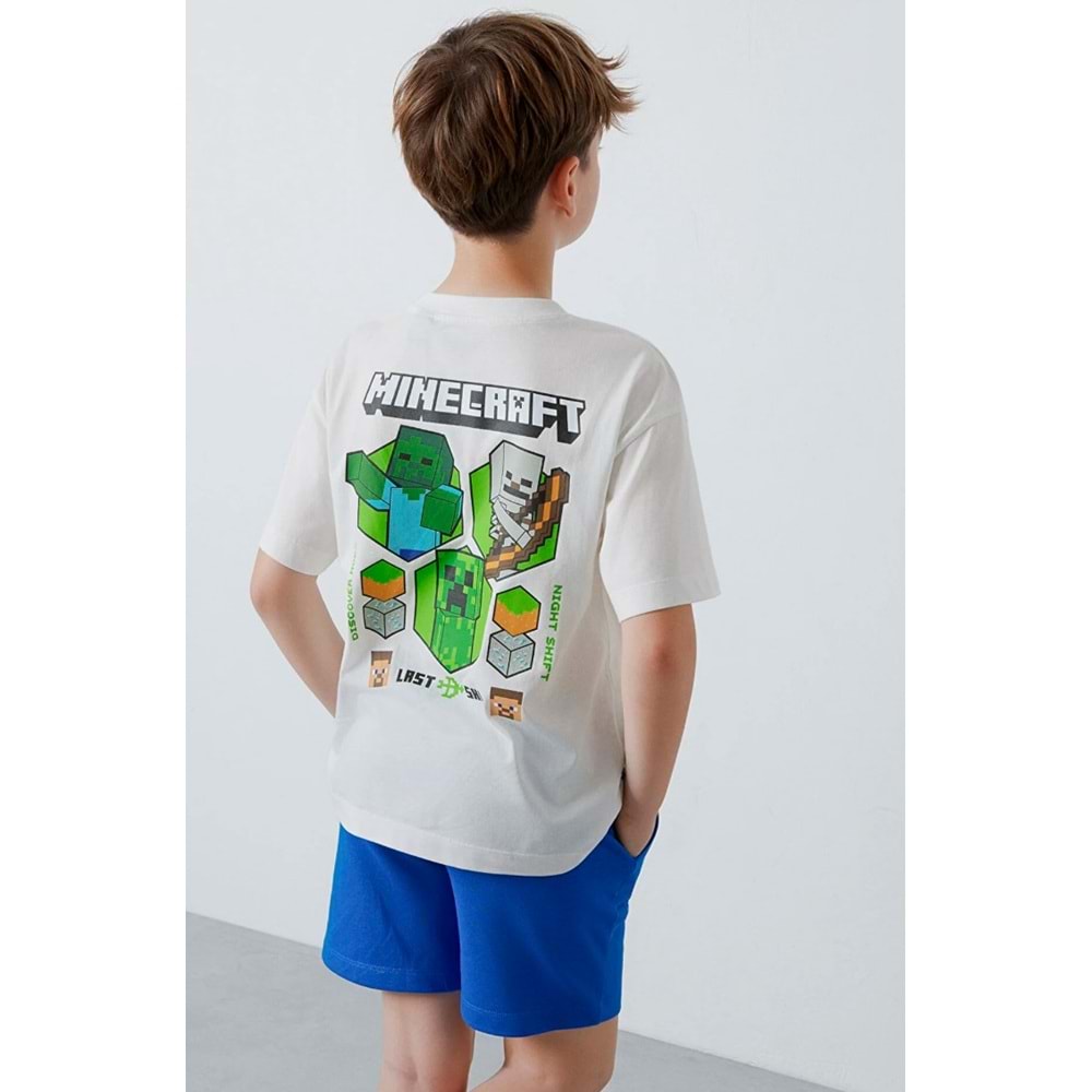 Mavi M6610492-70057 Minecraft Baskılı Erkek Çocuk Tişört