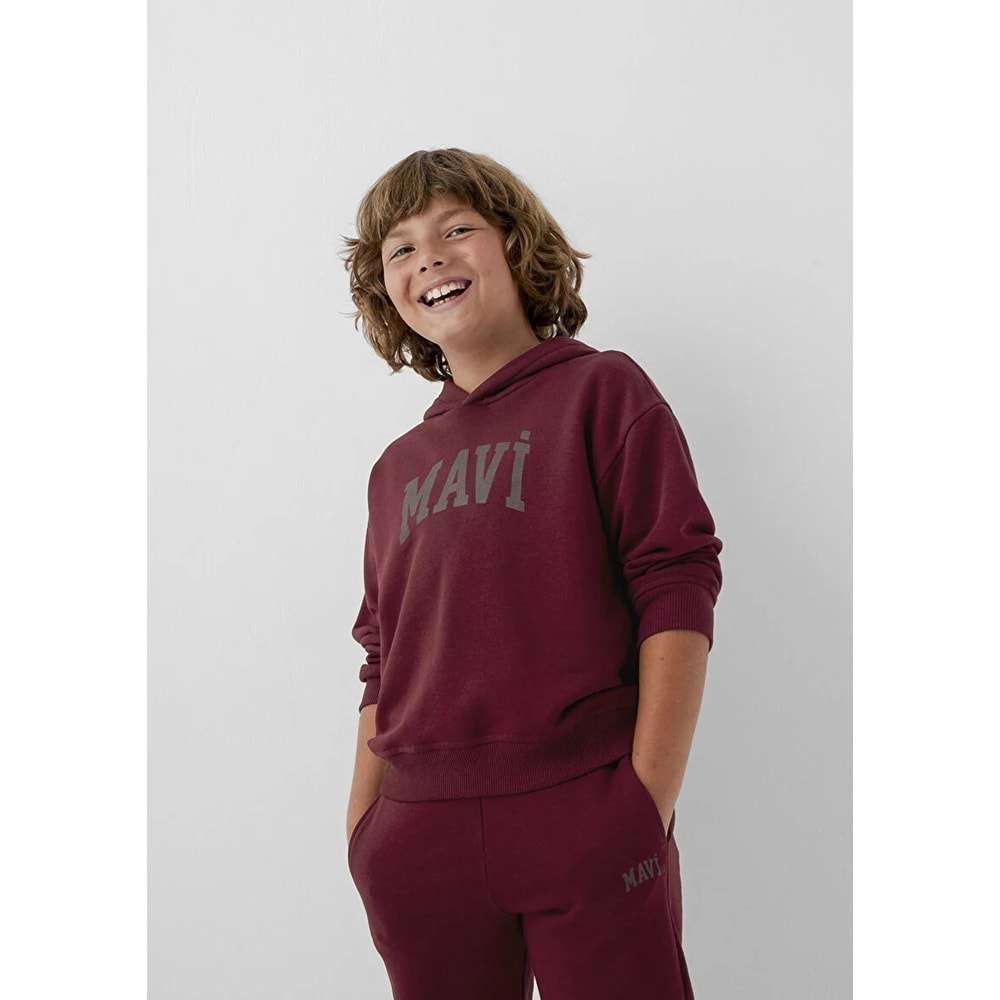 Mavi M6S10143-70394 Mavi Logo Baskılı Kapüşonlu Çocuk Sweatshirt