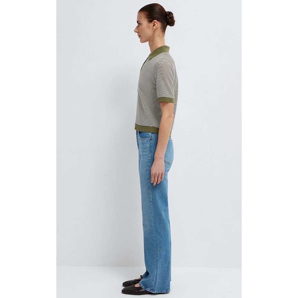 Mavi M1614310-91729 Çizgili Polo Yaka T-Shirt Kadın Tişört