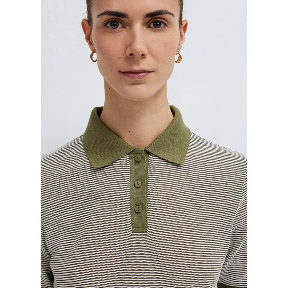 Mavi M1614310-91729 Çizgili Polo Yaka T-Shirt Kadın Tişört