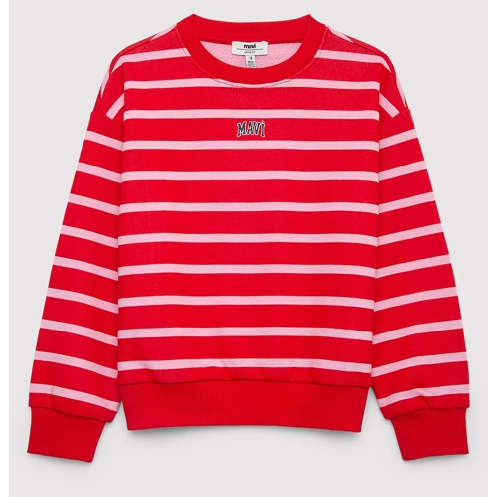 Mavi M7S10038-88044 Logo Baskılı Çizgili Kız Çocuk Sweatshirt