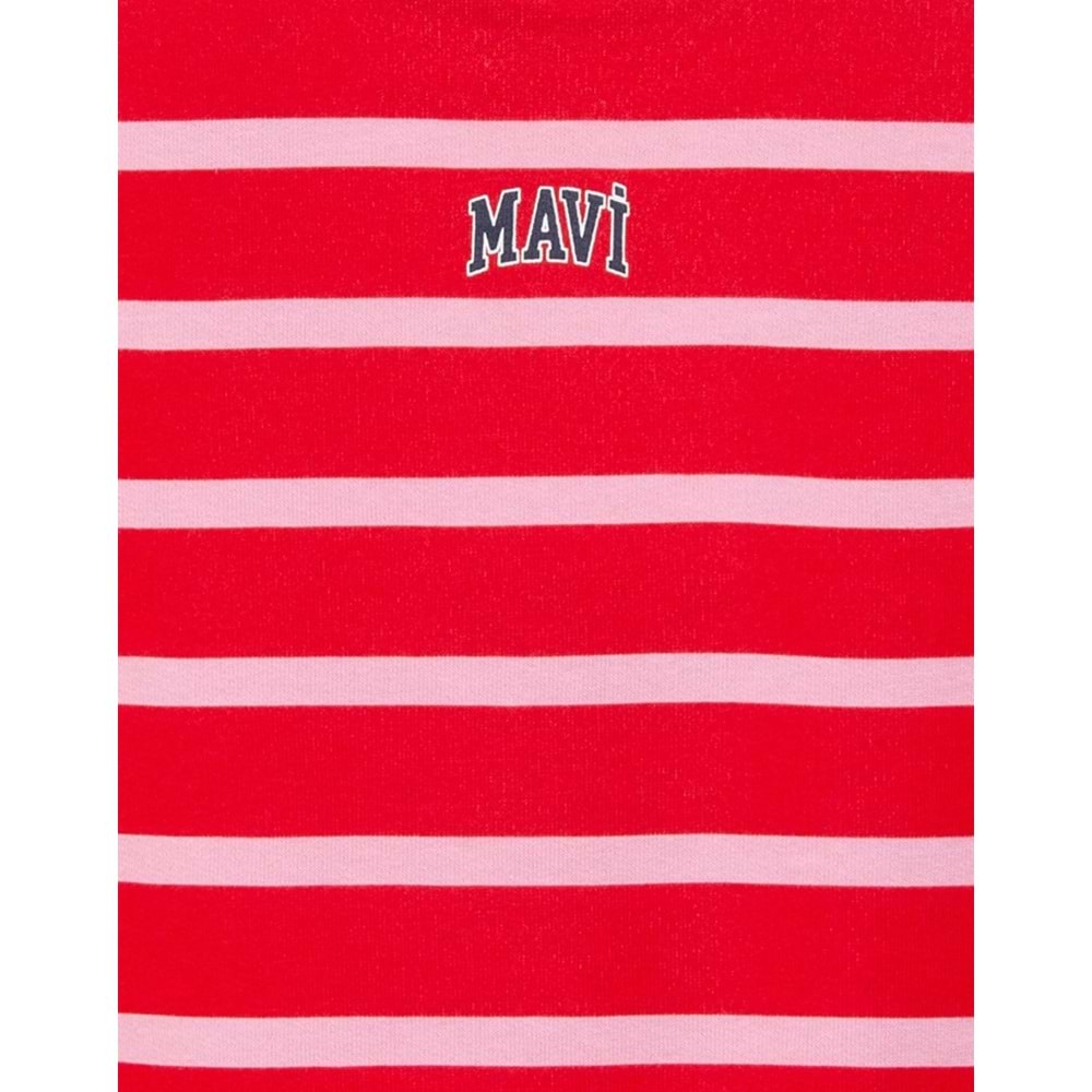 Mavi M7S10038-88044 Logo Baskılı Çizgili Kız Çocuk Sweatshirt