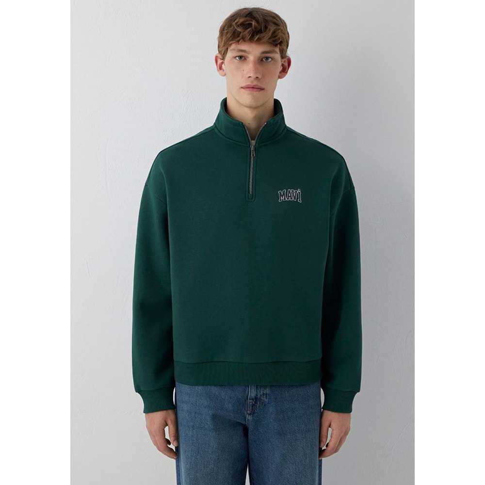 Mavi M0S10208-85173 Mavi Logo Baskılı Yarı Fermuarlı Erkek Sweatshirt