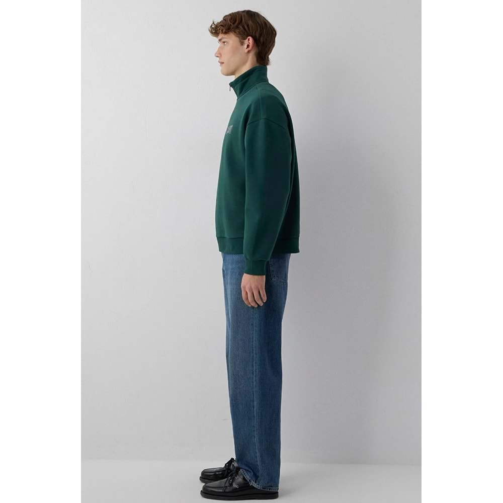 Mavi M0S10208-85173 Mavi Logo Baskılı Yarı Fermuarlı Erkek Sweatshirt