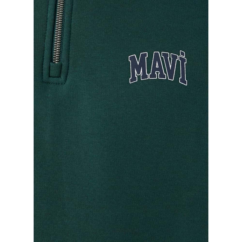 Mavi M0S10208-85173 Mavi Logo Baskılı Yarı Fermuarlı Erkek Sweatshirt