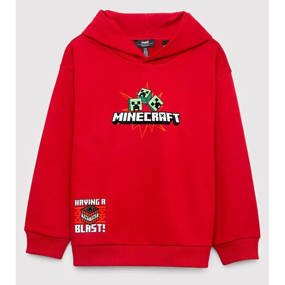 Mavi M6S10188-80638 Minecraft Baskılı Kapüşonlu Çocuk Sweatshirt