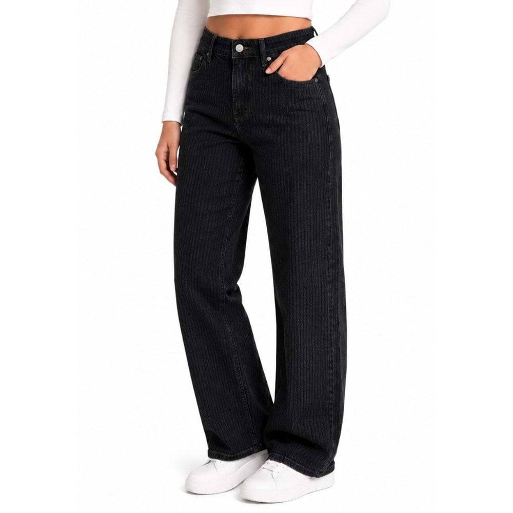 Mavi M1010600-A3668 Dokuma Pantolon Bol Kesim Düz Paça Jean Kadın Kot Pantolon