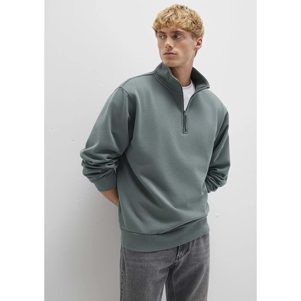 Mavi M0S10278-71577 Mavi Yarı Fermuarlı Erkek Sweatshirt