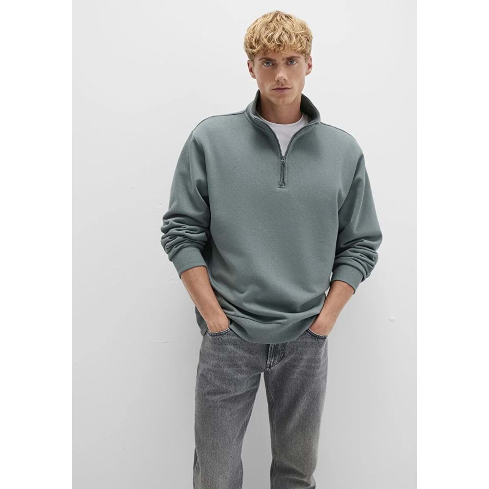 Mavi M0S10278-71577 Mavi Yarı Fermuarlı Erkek Sweatshirt