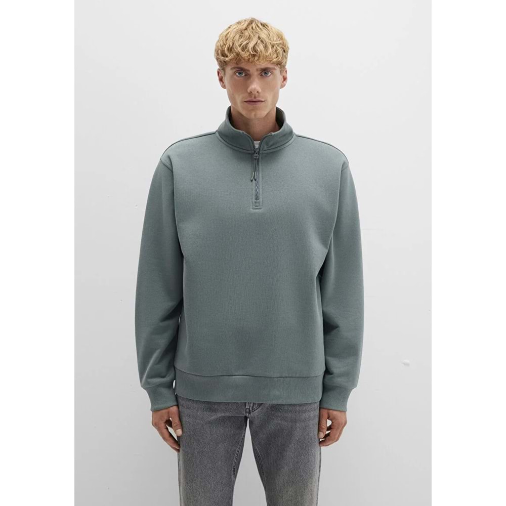 Mavi M0S10278-71577 Mavi Yarı Fermuarlı Erkek Sweatshirt