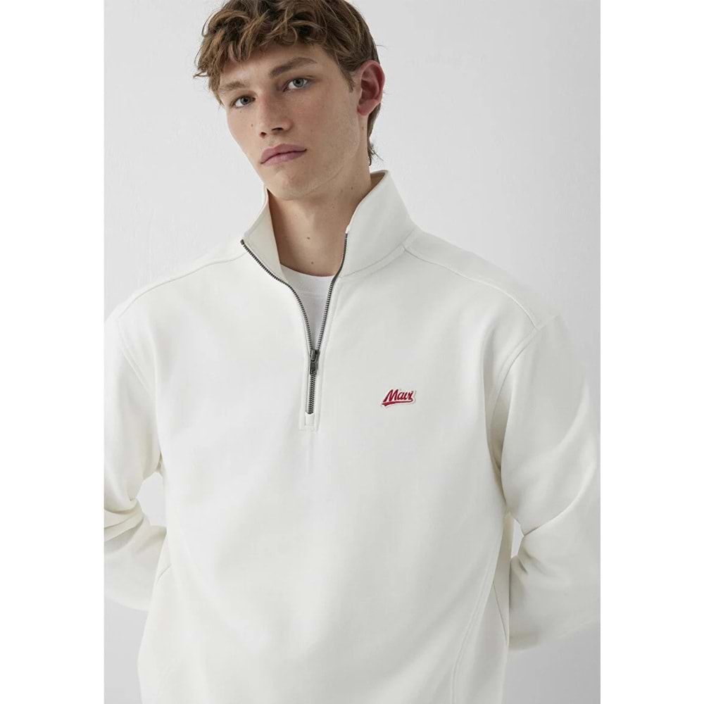 Mavi M0S10613-70057 Mavi Patch Logo Nakışlı Yarı Fermuarlı Erkek Sweatshirt