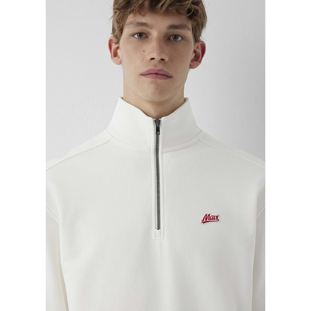 Mavi M0S10613-70057 Mavi Patch Logo Nakışlı Yarı Fermuarlı Erkek Sweatshirt