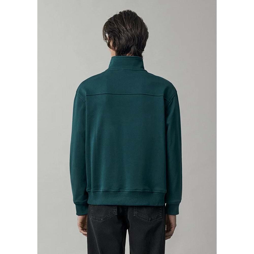 Mavi M0S10613-90366 Mavi Patch Logo Nakışlı Yarı Fermuarlı Erkek Sweatshirt