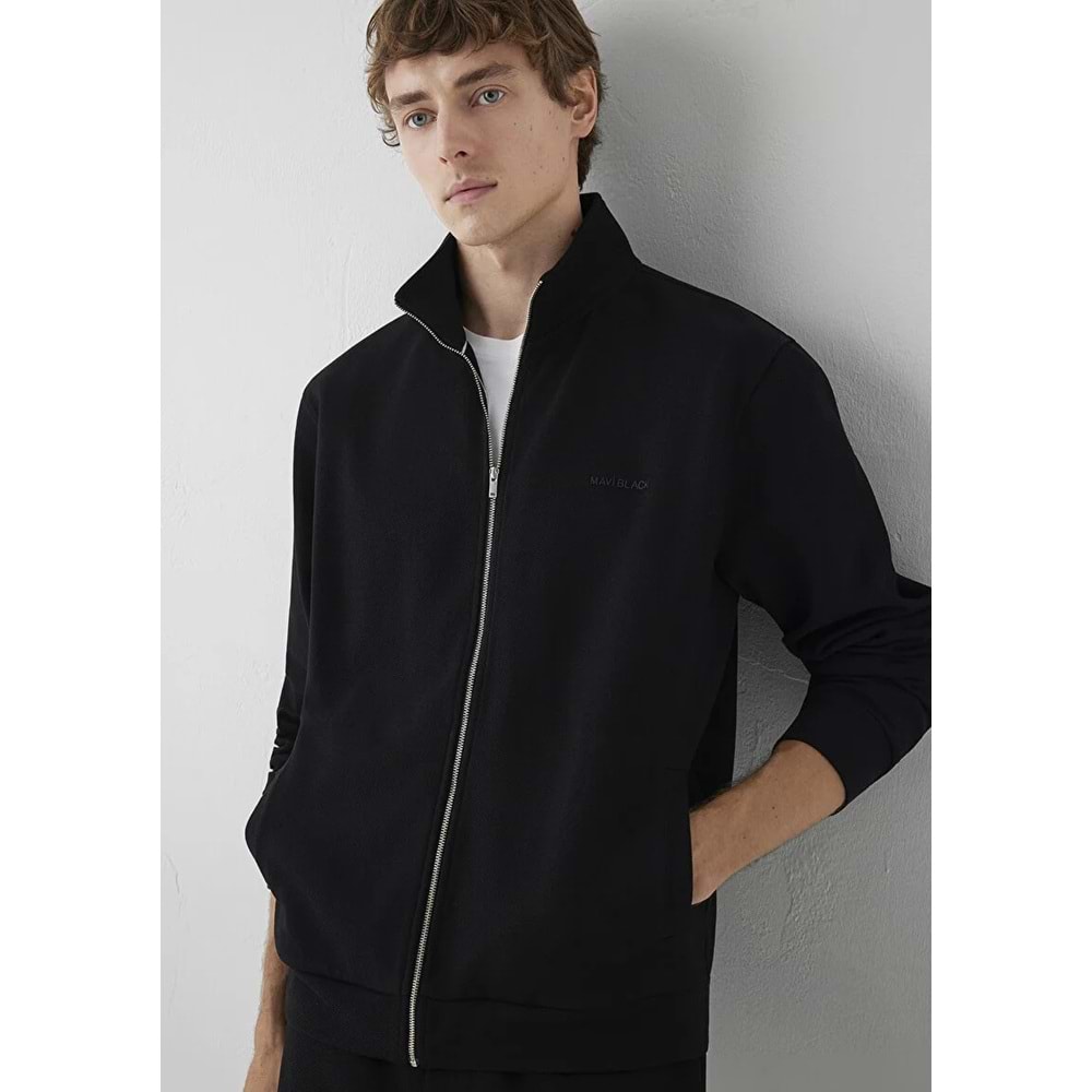 Mavi M0S10628-900 Mavi Black Logo Baskılı Fermuarlı Erkek Sweatshirt