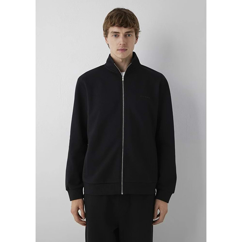 Mavi M0S10628-900 Mavi Black Logo Baskılı Fermuarlı Erkek Sweatshirt
