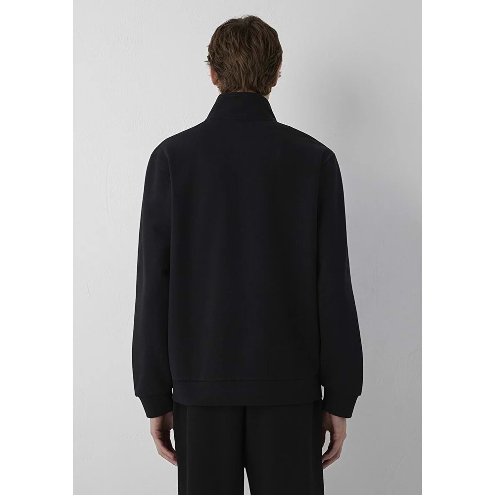 Mavi M0S10628-900 Mavi Black Logo Baskılı Fermuarlı Erkek Sweatshirt