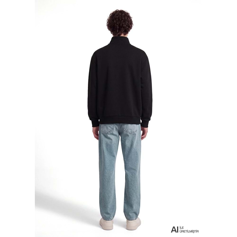 Mavi M0S10585-900 Mavi Logo Baskılı Yarı Fermuarlı Sweatshirt Erkek Sweatshirt