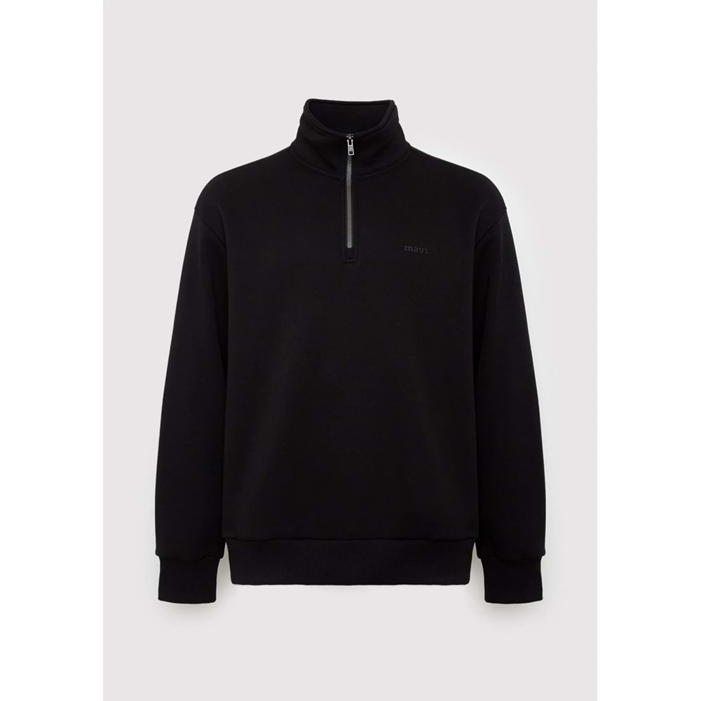 Mavi M0S10585-900 Mavi Logo Baskılı Yarı Fermuarlı Sweatshirt Erkek Sweatshirt
