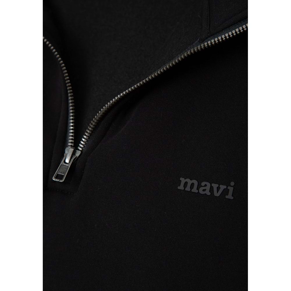 Mavi M0S10585-900 Mavi Logo Baskılı Yarı Fermuarlı Sweatshirt Erkek Sweatshirt